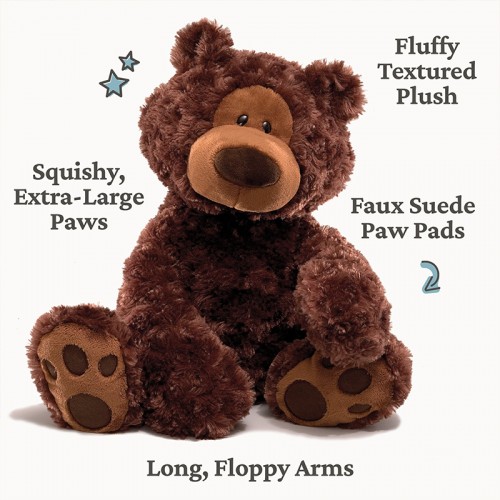 Gund Philbin Classic Teddy Bear 12" Plush Toy - Chocolate |  1 year+ | Baby Soft Toy | Stuffed Toy