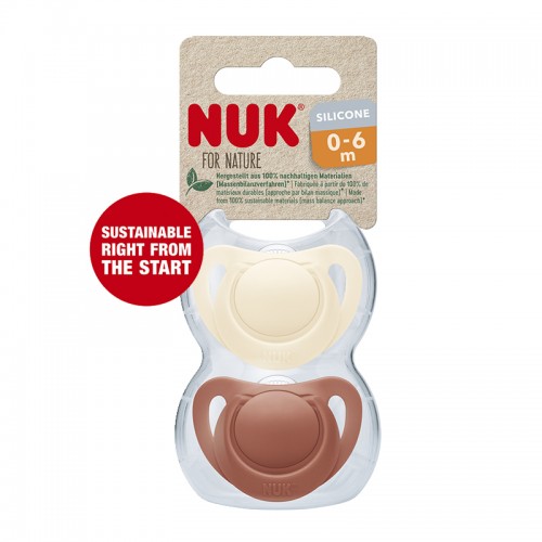 NUK For Nature Succhietto Baby 18-36 Mesi - 2 Pezzi In Silicone Naturale, Verde, Forma Originale NUK, Imballaggio Ecologico FSC