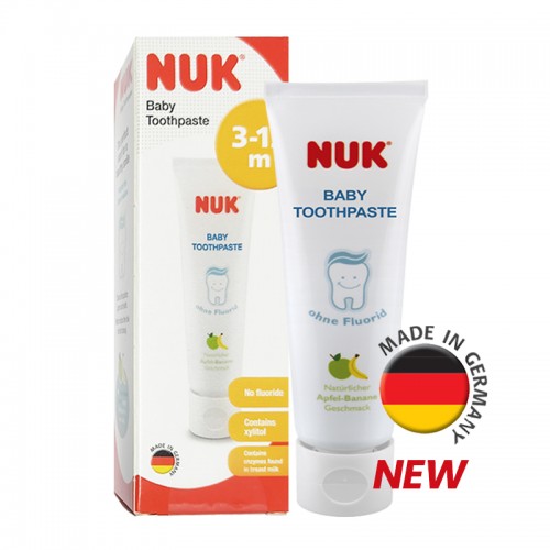 NUK Baby Toothpaste 40ml - Natural Apple Banana flavour  | non-fluoride | safe if swallow | 3 - 12 months | Made in Germany