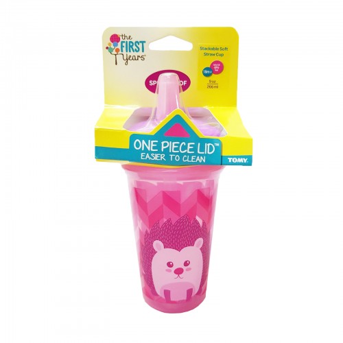 THE FIRST YEARS Stackable 9oz Soft Straw Cup - Hedgehog